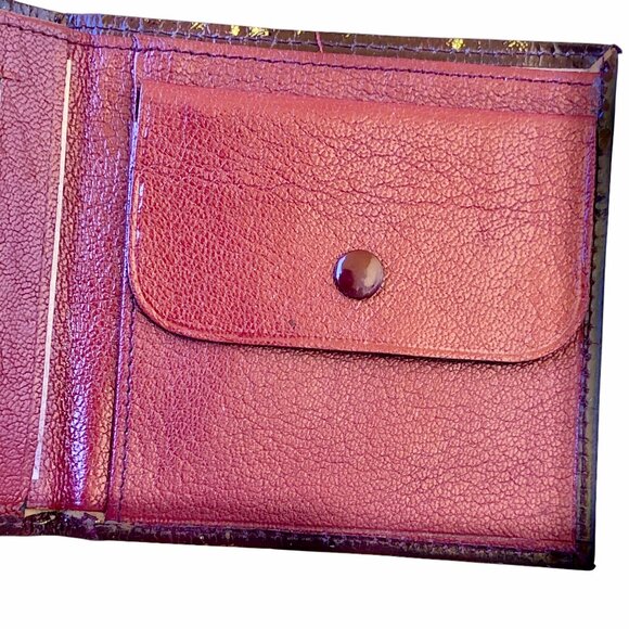 Mannelli Florence Italy Pelletterie Vintage Wallet Bi-Fold Change Gold Embossed - Picture 11 of 14